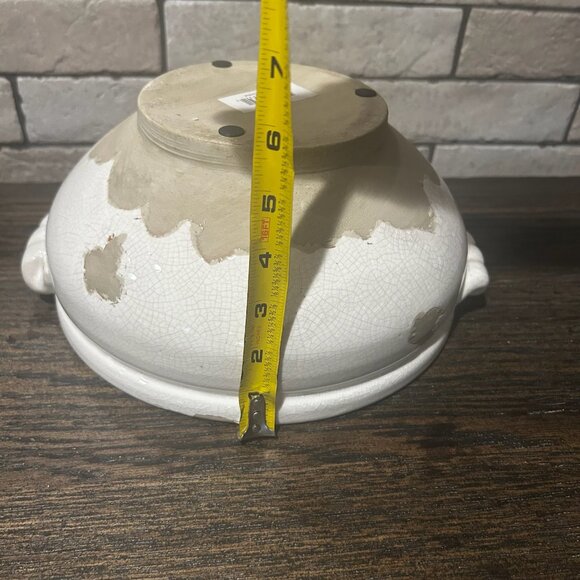 NWT Distressed Farmhouse Style Ivory Bowl With Crackle Glaze - Picture 6 of 8